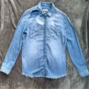 Distressed Boyfriend Shacket